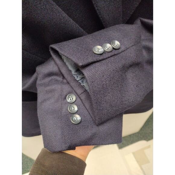 42R Halston Wool Blazer Navy Blue Sport Coat Jacket Two Button - Picture 8 of 10
